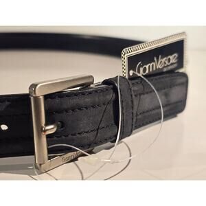 Vintage Gianni Versace Black Leather Belt Silver Chain Size 105 42 NWT
